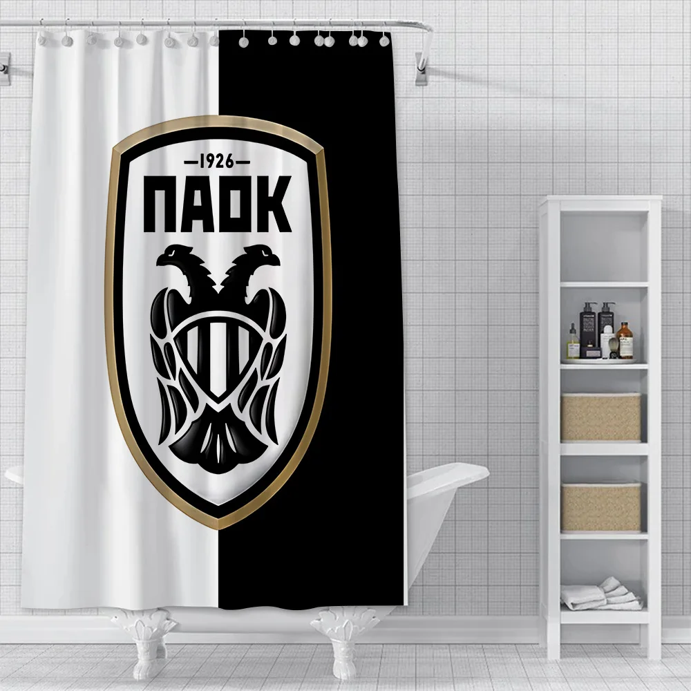 Shower Curtain Waterproof T-ThessalonikiS Polyester Fabric Paint Bath Curtains P-PaokS Home Bathroom Decor Curtain With Hook