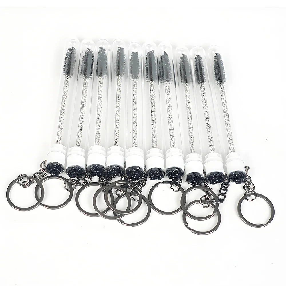 Tube de brosse à cils avec porte-clés noir, applicateur de baguette de mascara pour extension de cils, ensemble de peignes pour les yeux, pinceau de maquillage, 20 pièces, 50 pièces