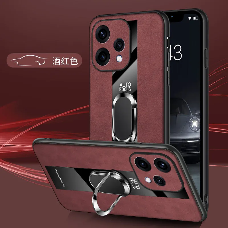 For OPPO Reno 15F 15 FS 15 Pro Ma Case Stylish Color-Blocked Luxury Ring Holder Leather Drop-Proof Cover For OPPO Reno15 Funda