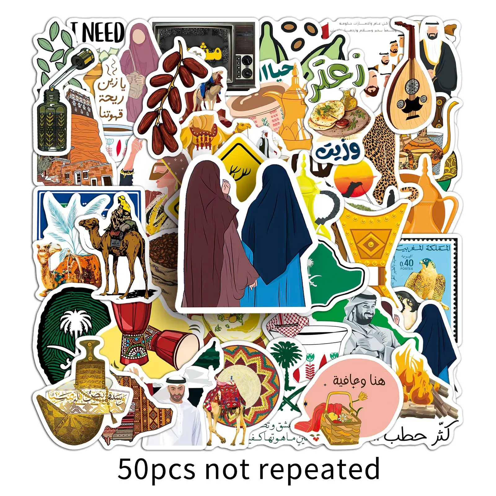 10/50PCS Arabische Stijl Cartoon Stickers Kameel Cartoon Decal DIY Bagage Telefoon Gitaar Plakboek Waterdichte Sticker Klassieke Kid speelgoed