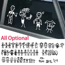 Diy Cartoon Familie Auto Aufkleber, Auto Fenster Stoßstange Vinyl Lustige Aufkleber Aufkleber, Hunderte Figuren Optional, Vater Mutter Sohn Haustiere