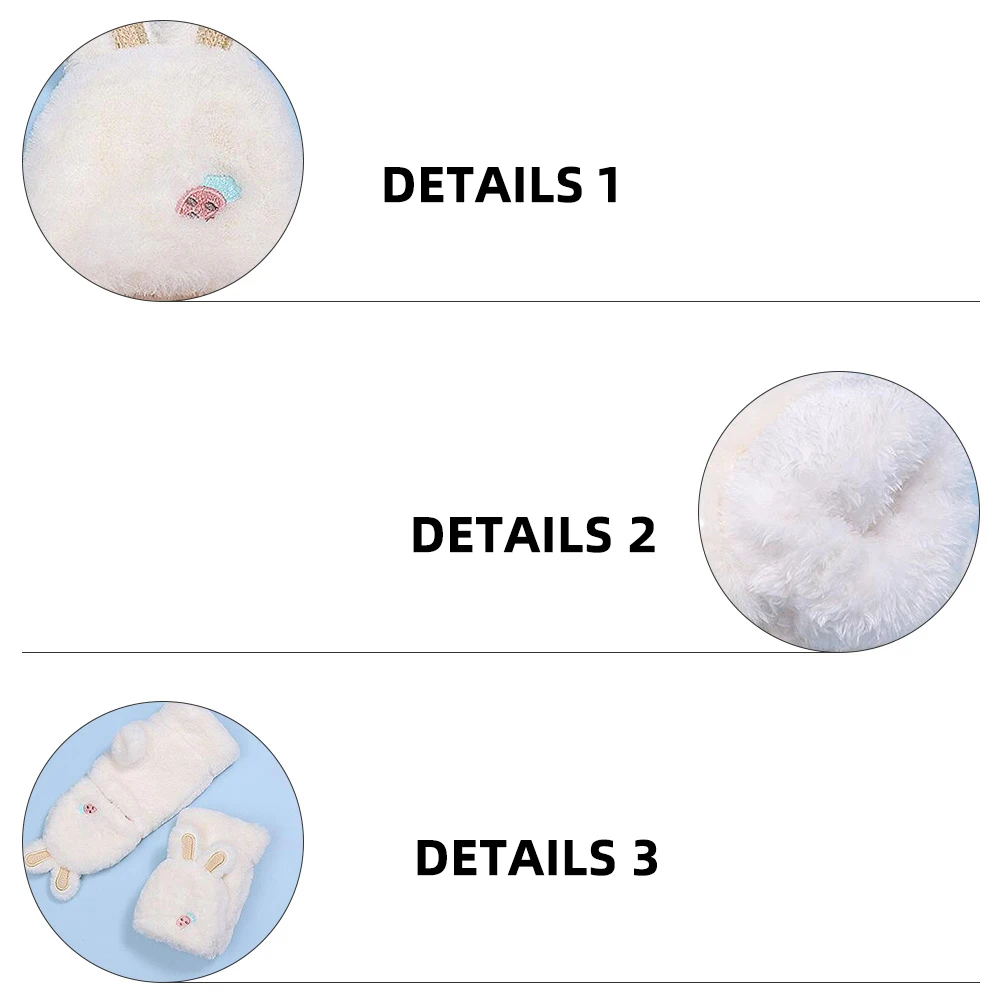 1Pair Polyester Fingerless Gloves Rabbit Ear Design Winter Hand Protectors Warm Lined Comfortable Cute Cartoon Gloves