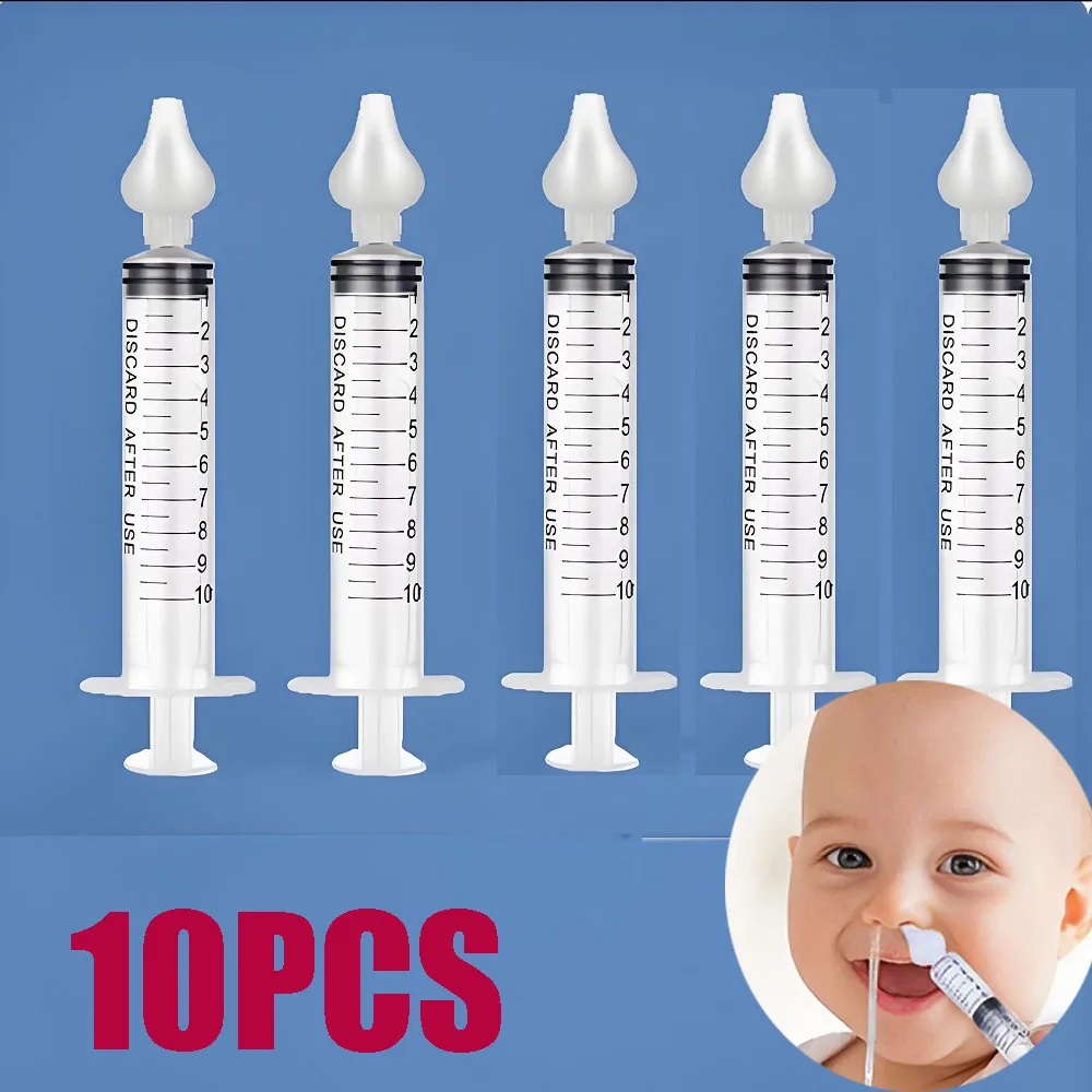 

10PCS Needle Tube Silicone Baby Nasal Aspirator with Spray Tips Quick Rinse Baby Nasal Irrigator Nose Sucker for Infants Kids