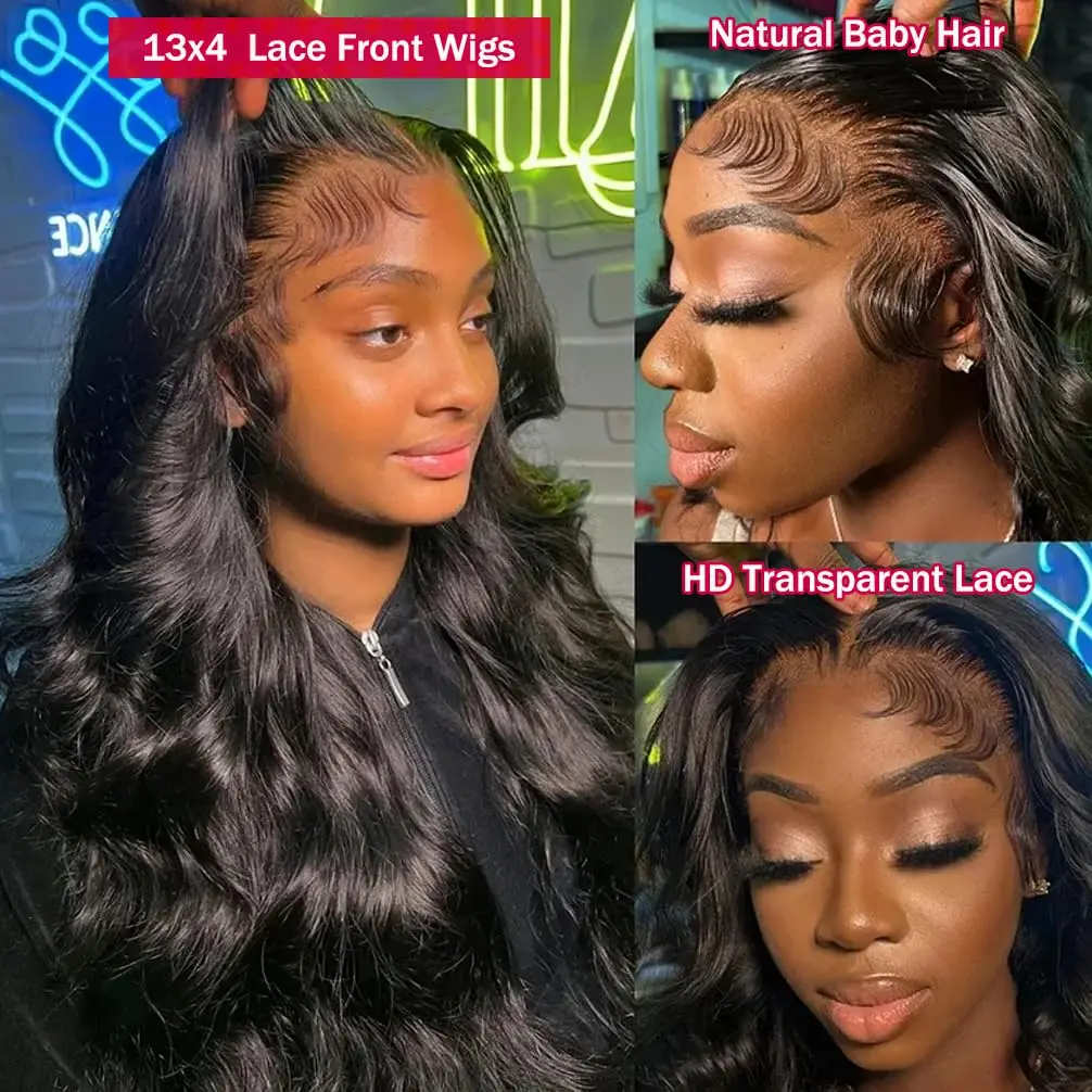 Body Wave HD Lace Front Wigs Human Hair Pre Plucked 24 Inch 180% Density 13x4 Glueless Frontal Wigs Human Hair Lace Front Wig