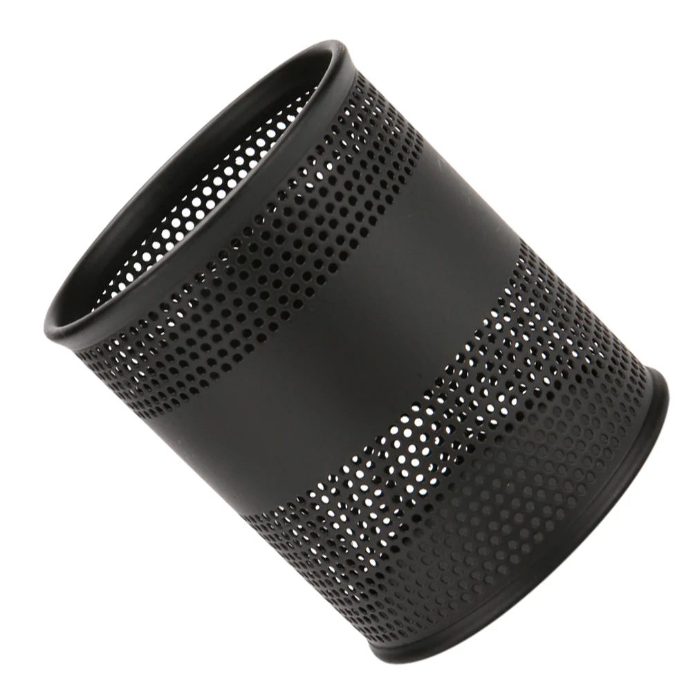 1Pcs Round Metal Pen Holder Premium Iron Mesh Construction Wear-Resistant Lightweight Portable Desk Organizer for Stationery