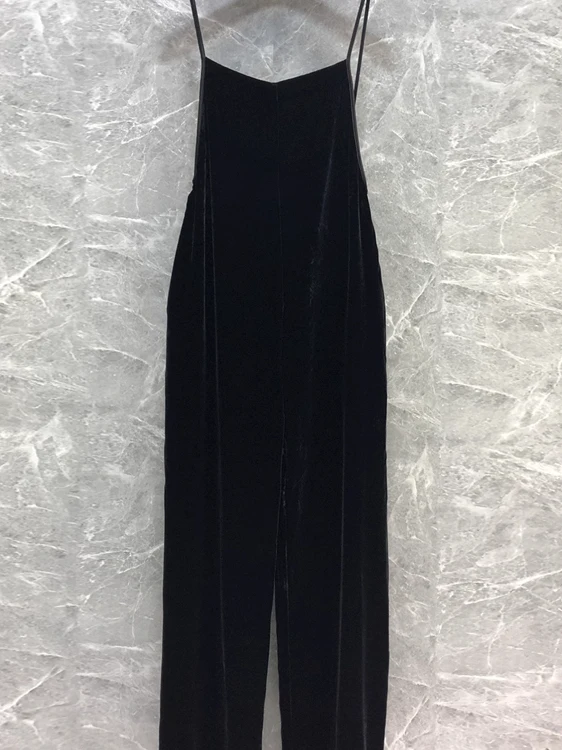 

Элегантный бархатный комбинезон Ele Bla: модные женские брюки с высокой талией и широкими штанинами, роскошное ощущение, осень-зима, новинка