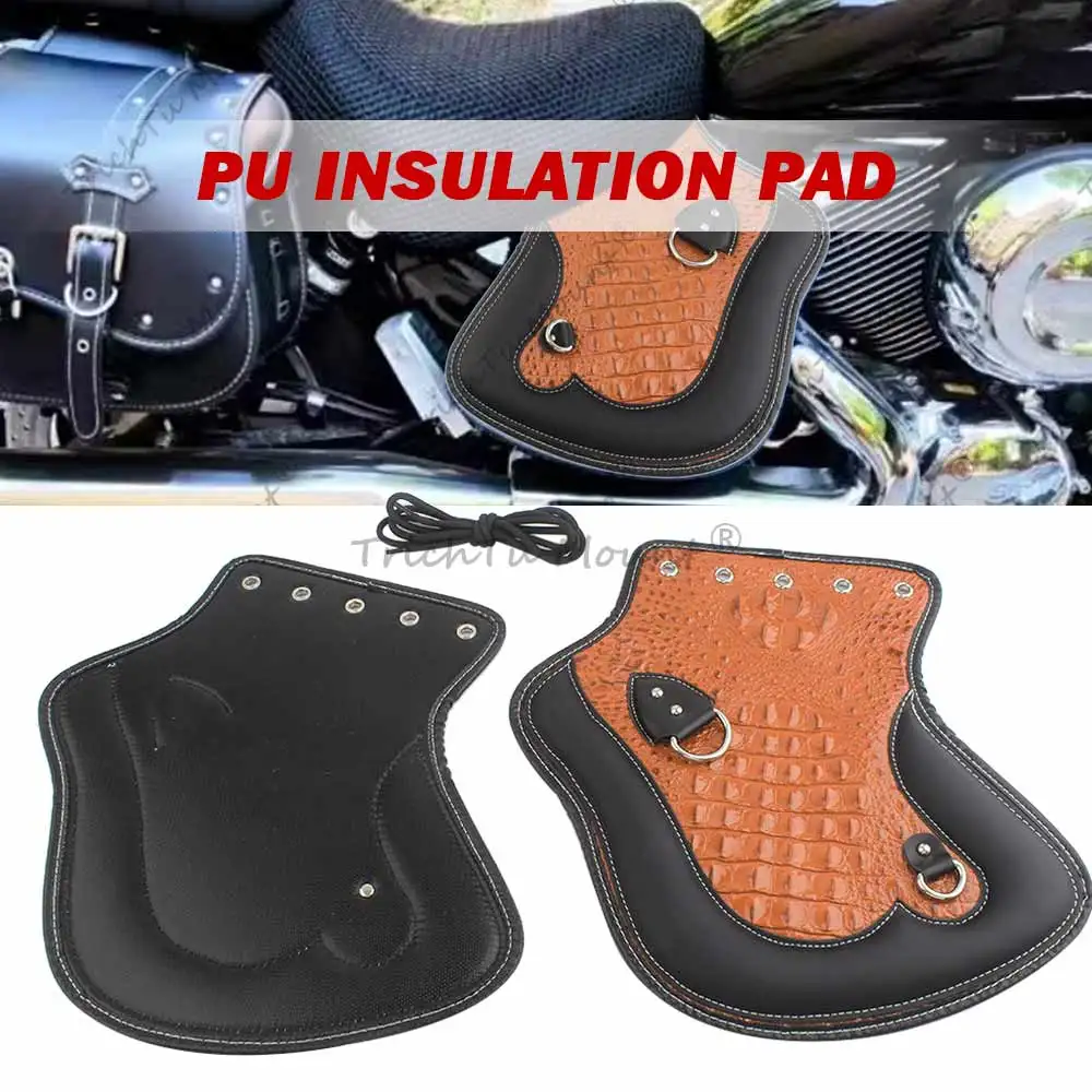 1 Set Motorcycle PU Leather Insulation Pad Heat Shield Deflectors Brown Saddle Pad For Harley Davidson Road Glide Sportster Dyna