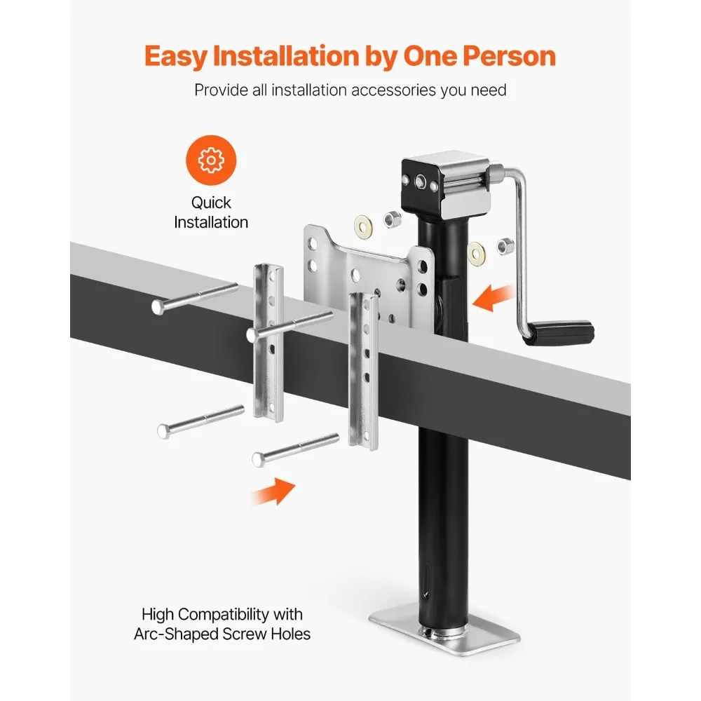 Cric per rimorchio girevole per carichi pesanti da 5000 libbre, sollevamento da 14,3" per rimorchi camper, cavalli, utilitari e yacht