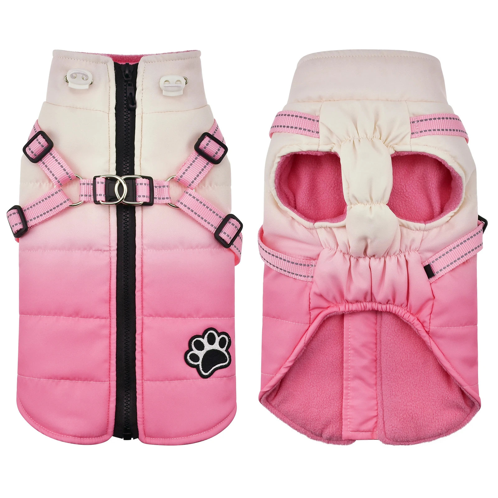 Pet Dog Jacket With Harness Winter Warm Dog Clothes For Small Medium Waterproof Dog Coat Chihuahua French Bulldog Outfits