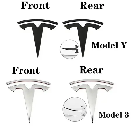 테슬라 모델 3 모드 Y 자동차 앞 후드 로고 커버 엠블럼 스티커 스타일링 자동차 바디 리어 트렁크 배지 액세서리 ABS 1개