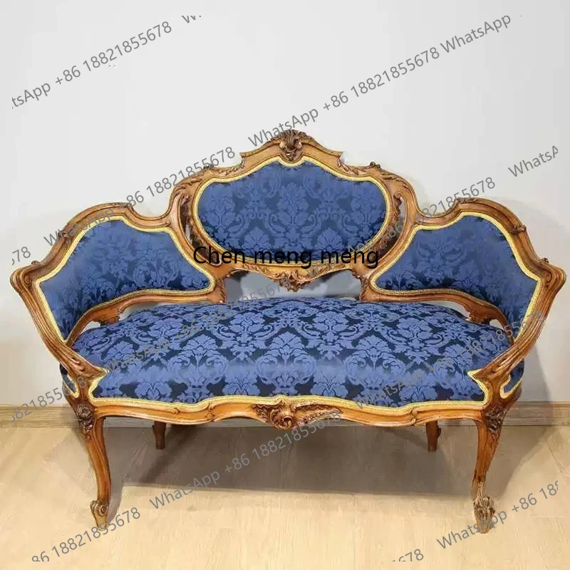 

American vintage sofa chair country style café medieval style carved loveseat sofa