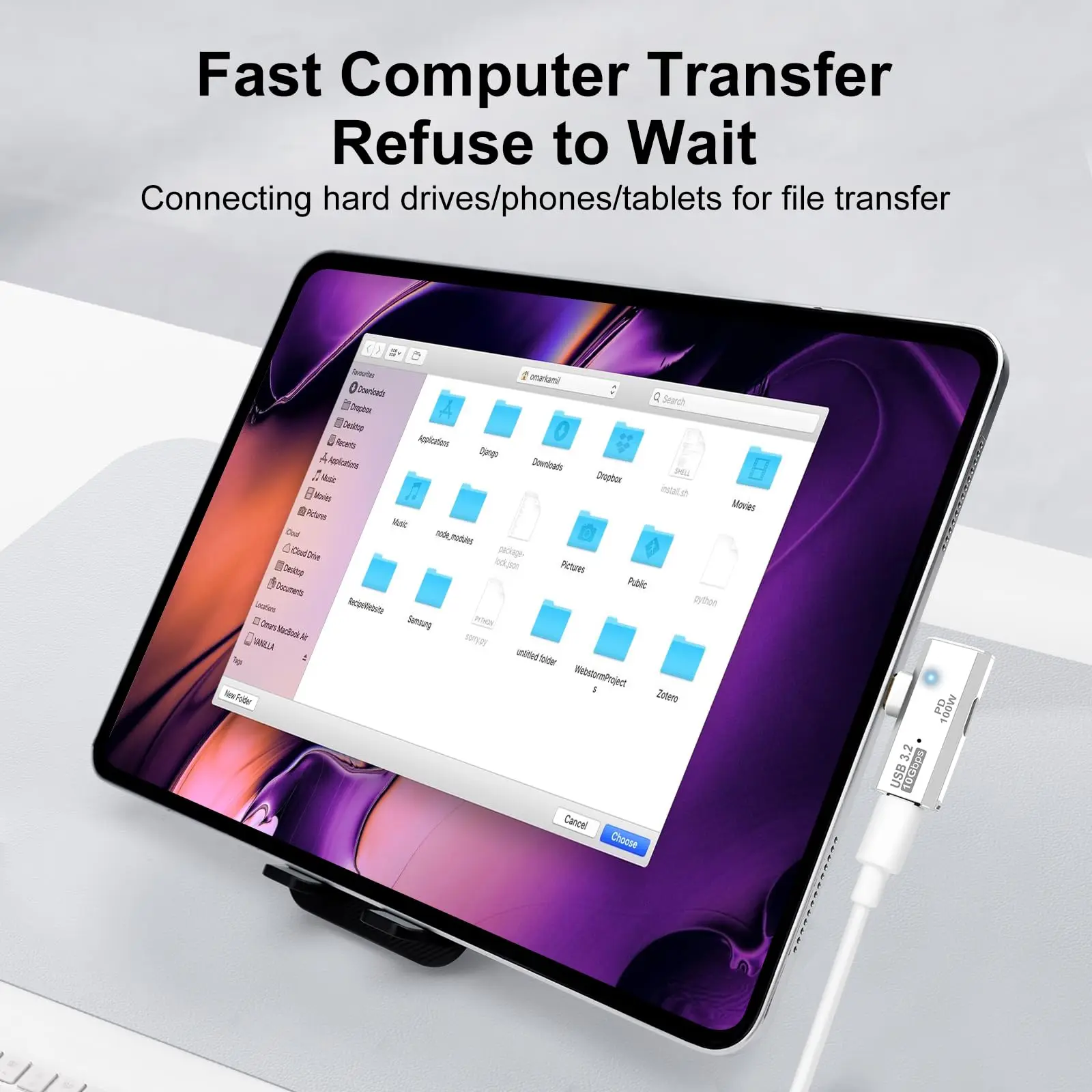 Répartiteur OTG PD 100W 2 en 1, 20V 5A, Transmission de données, convertisseur de charge de Type C, Console de jeu, adaptateur USB-C vers USB 3.2 pour ordinateur portable, 1 pièce