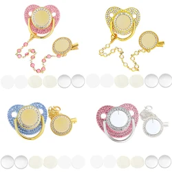 Blank Baby Pacifier Clip Holder Set Luxury Silicone Newborn Dummy Infant Teether Personalized Soother Baby Shower Gift