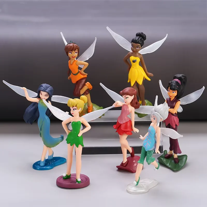 7-teiliges Cartoon-Tinkerbell-Blumen-Feen-Elfen-Prinzessin-Anime-Actionfiguren-Set, Mini-Modell-Puppen-Spielzeug, Halloween-Geburtstagsgeschenk