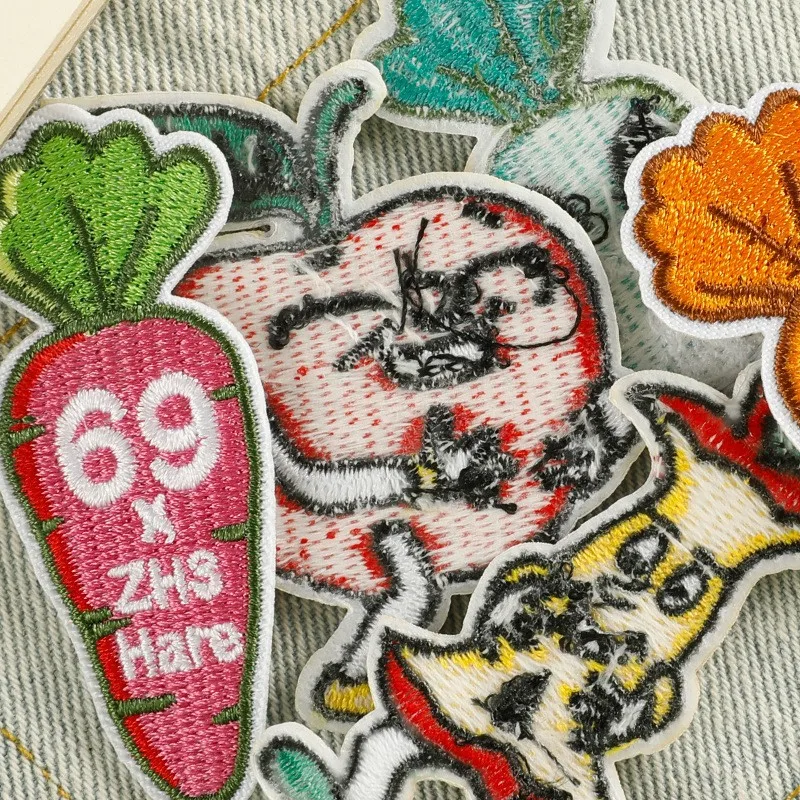 DIY Embroidery Patch Carrot Apple Fruits Patches Vegetable Badge for Jacket Jeans Iron On Emblem for Hats