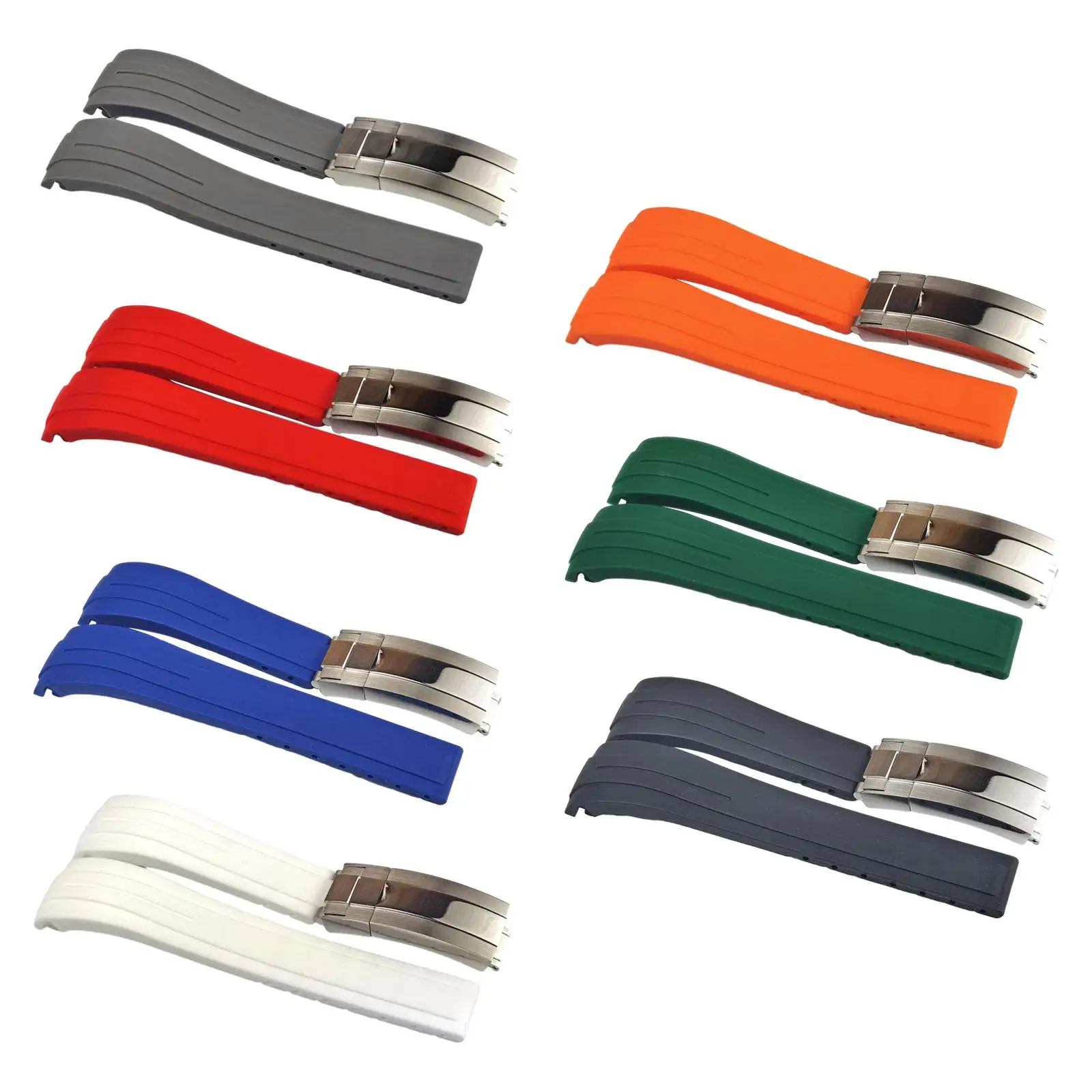 Silicone Watch Band Replacement with Folding Buckle Accessories Watchband