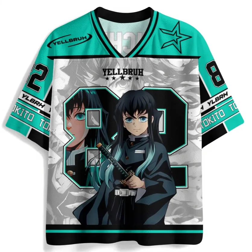 Demon Slayer Printed Mesh Sports Quick Drying Anime Time Transparent Ichiro Character Print Pattern Sports Loose Casual Top