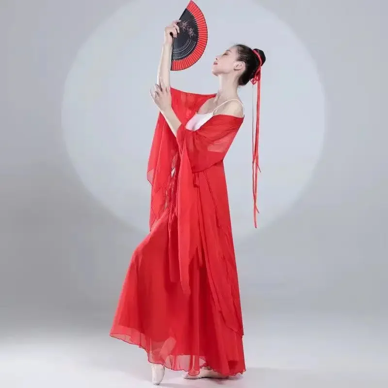 Roupas antigas chinesas tradicionais hanfu para mulheres, performance de palco para meninas, traje de dança folclórica, vestido manga comprida