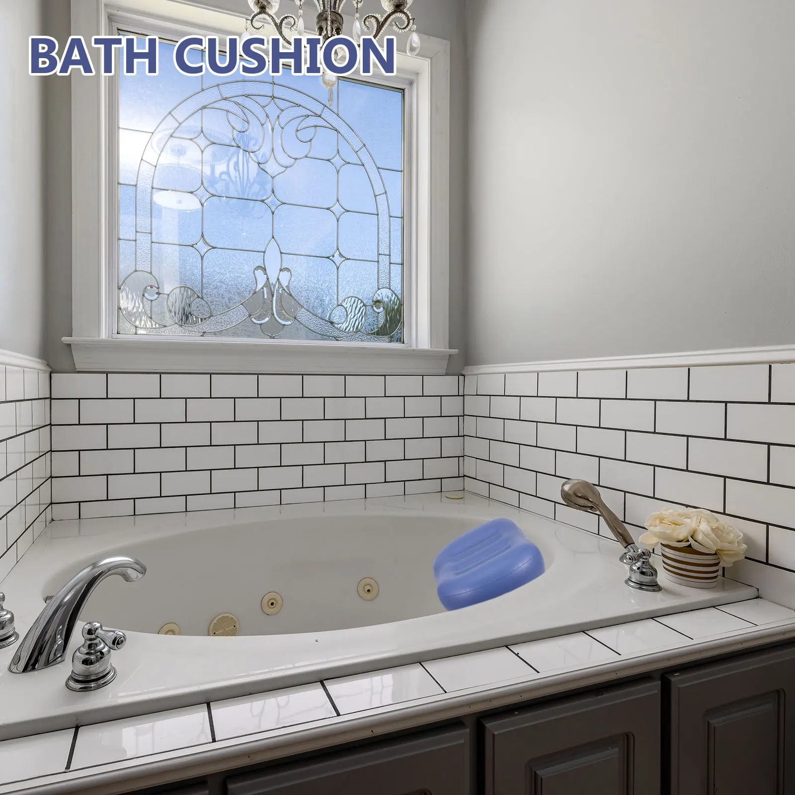 

Bathtub Cushion Pillow Neck Headrest Seat Back Portable Spa Inflatable Tub Bath Comfort Foldable Durability Suction