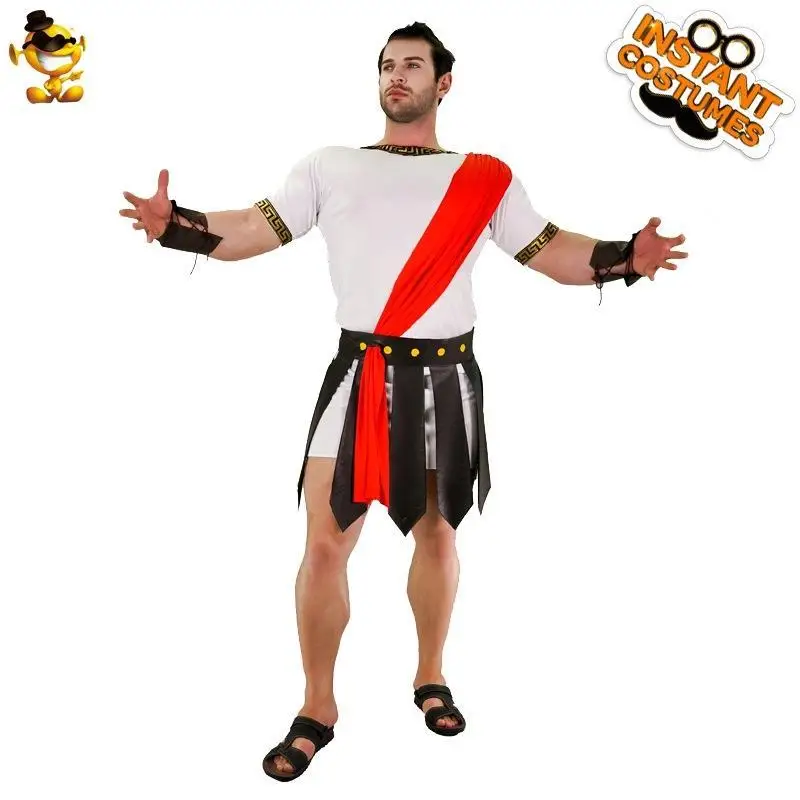 Strój Rzymskiego Gladiatora dla Dorosłych Mężczyzn, Kostium na Halloween, Strój Sceniczny, Skóra PU, Materiał KTV, Strój Formalny, Skóra ekologiczna, Wojownik Rzymski