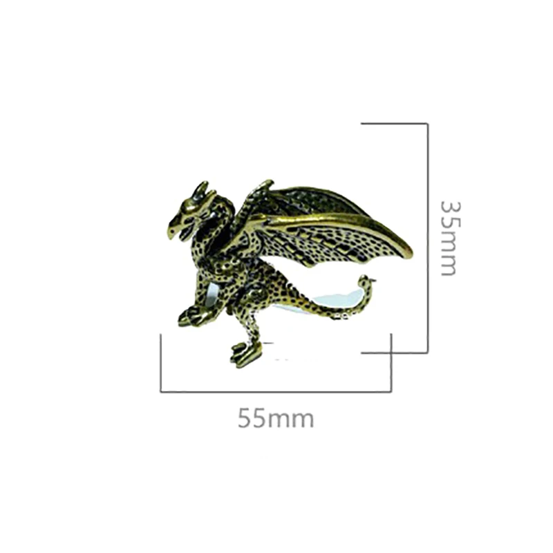 Retro Mini Solid Brass Pterosaur Dragon Mała Statuetka Dekoracja Chińska Mityczna Bestia Figurki Dom Feng Shui Ozdoba na Pulpit