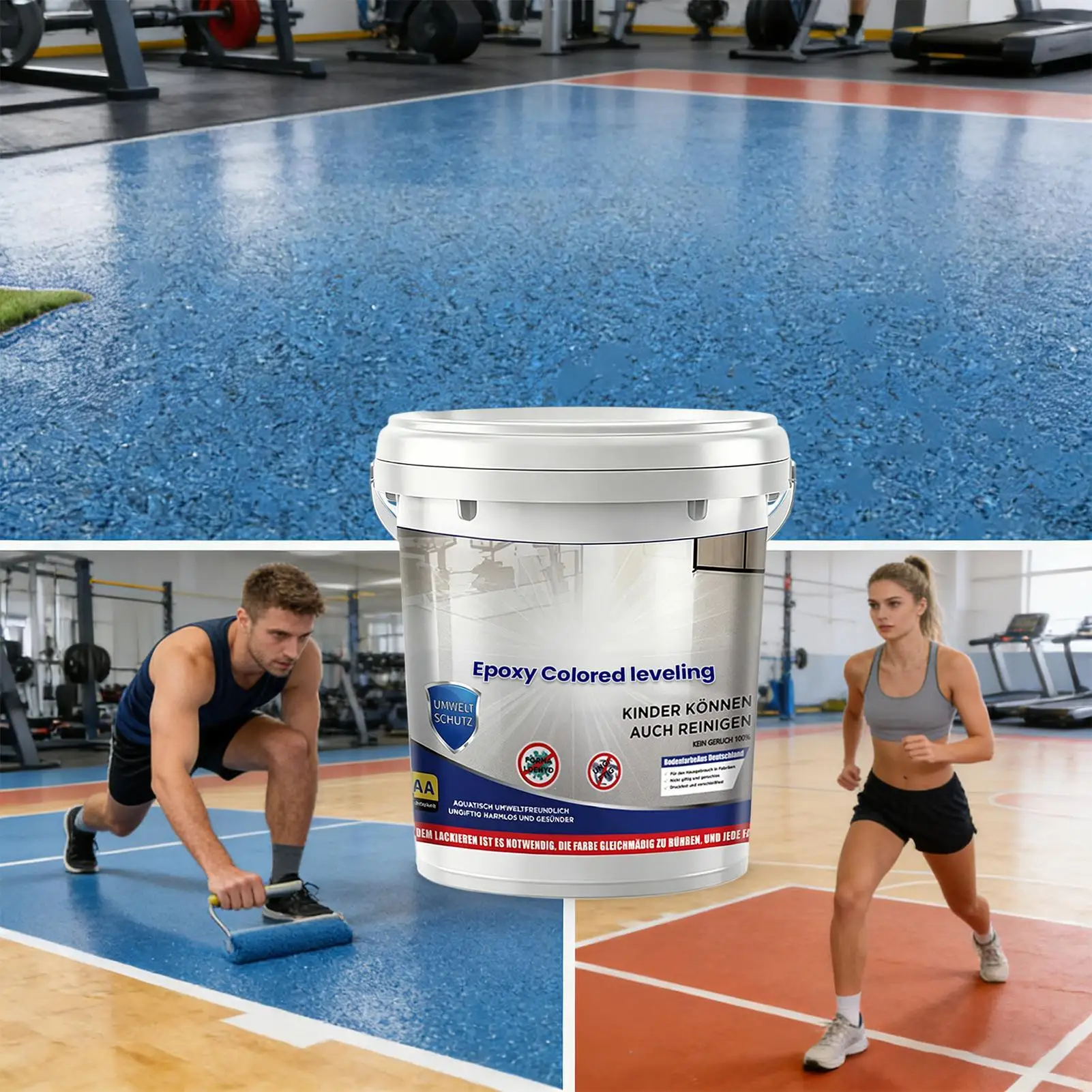 500g Epoxy Colored Sand Paint Non-Slip High-Gloss Coating Epoxy Floor Coating for Home Dorm Apartment Indoor Shower Room Garage