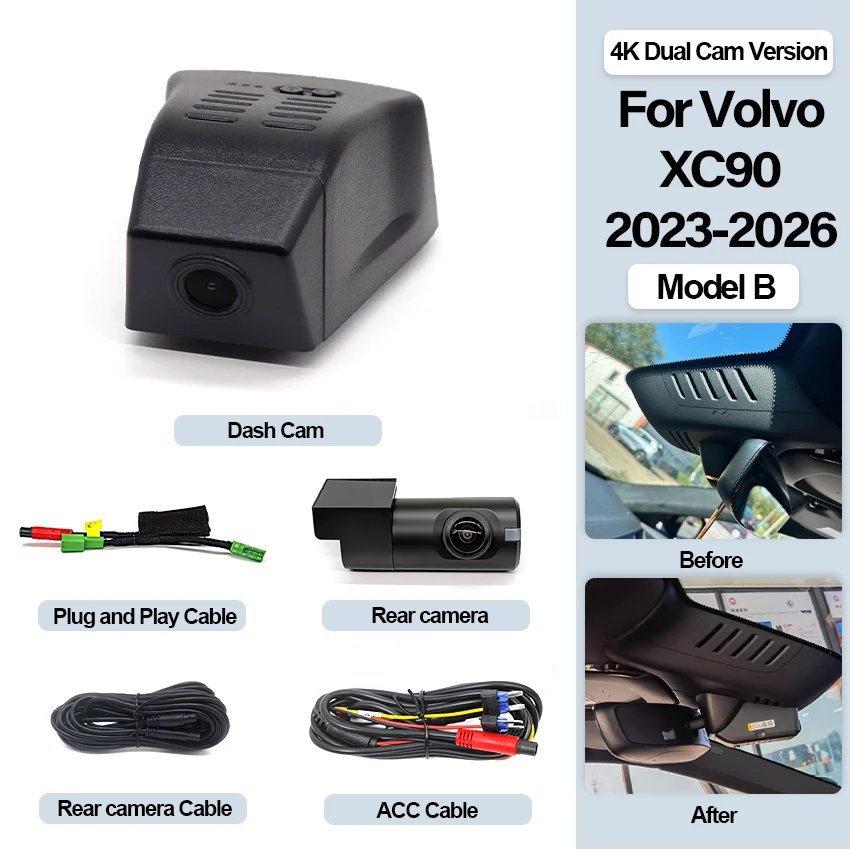 Plug-and-play 4K dashcam voor auto, camera recorder, dashcam WIFI auto DVR voor Volvo XC60 2014 2015 2016 2017 opnameapparaten