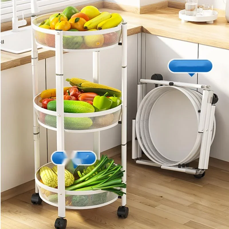 Folding Multi-layer Vegetable Snacks Fuit Organizer Storage Cart Kitchen Storage Shelf For Spices Multi-functional Storage Shelf