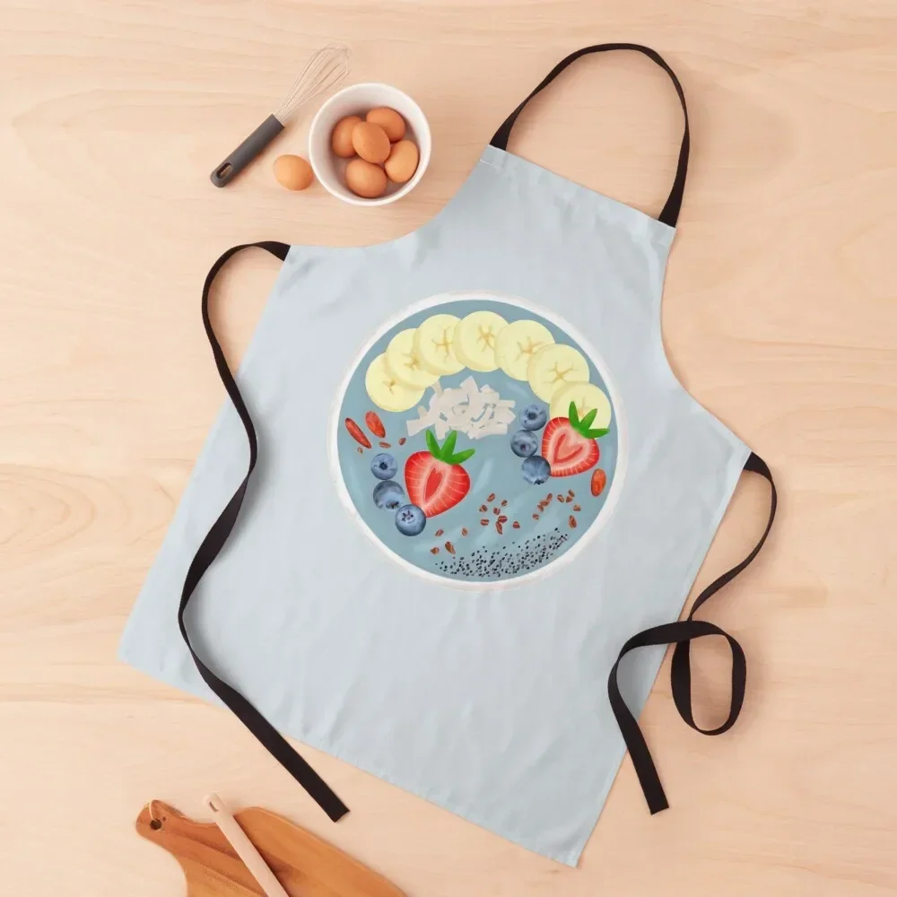 Blue Smoothie Spirulina with Fruit Bowl Apron cleanings For Men Children'S men's barbecue Apron