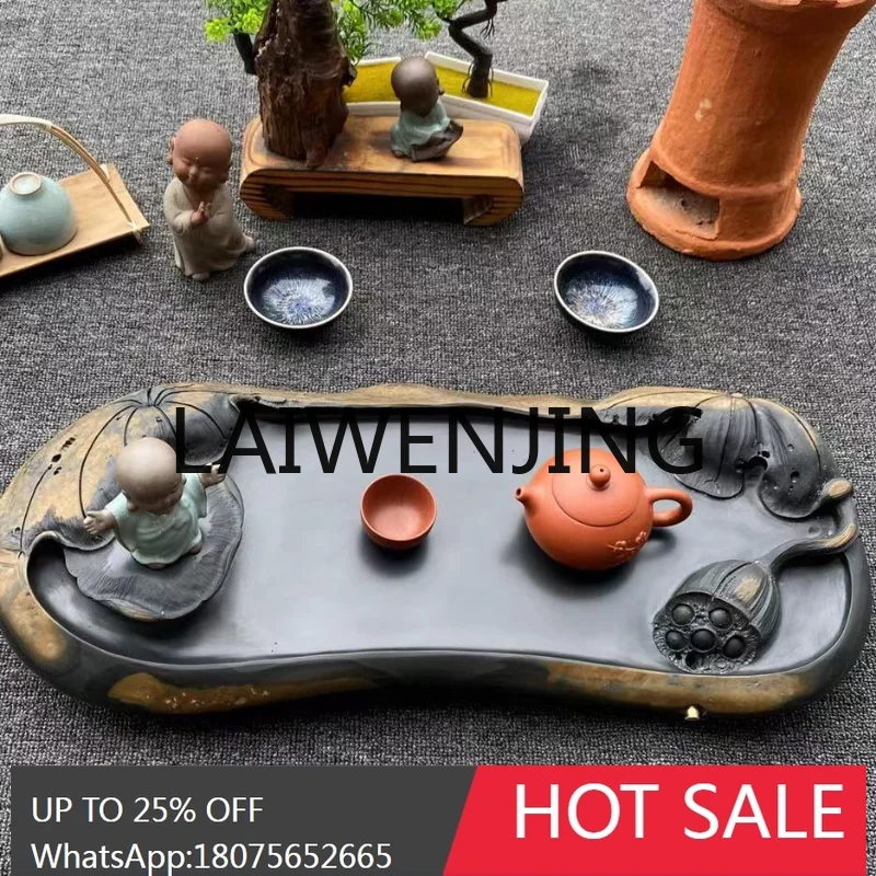 

RWJ Boutique She Inkstone Tea Pitcher Teaware Chinese Single Layer Marcasite Stone Tea Table Household Tea Tray