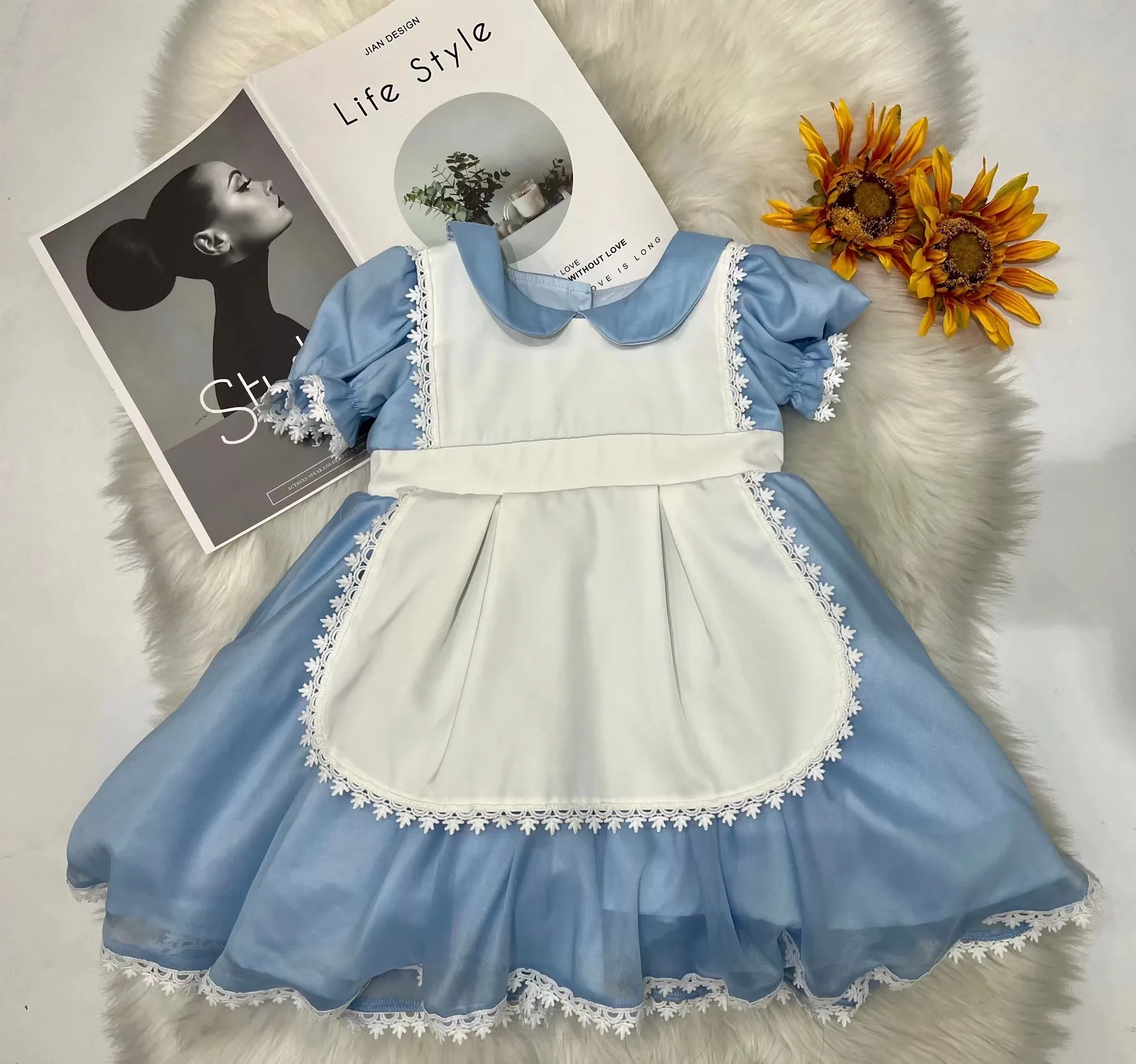 Eid Baby Girls Party Apron Dress Toddler Girl Tulle Wedding Birthday Baptism Ceremony Gown Elegant Princess Dress Clothes
