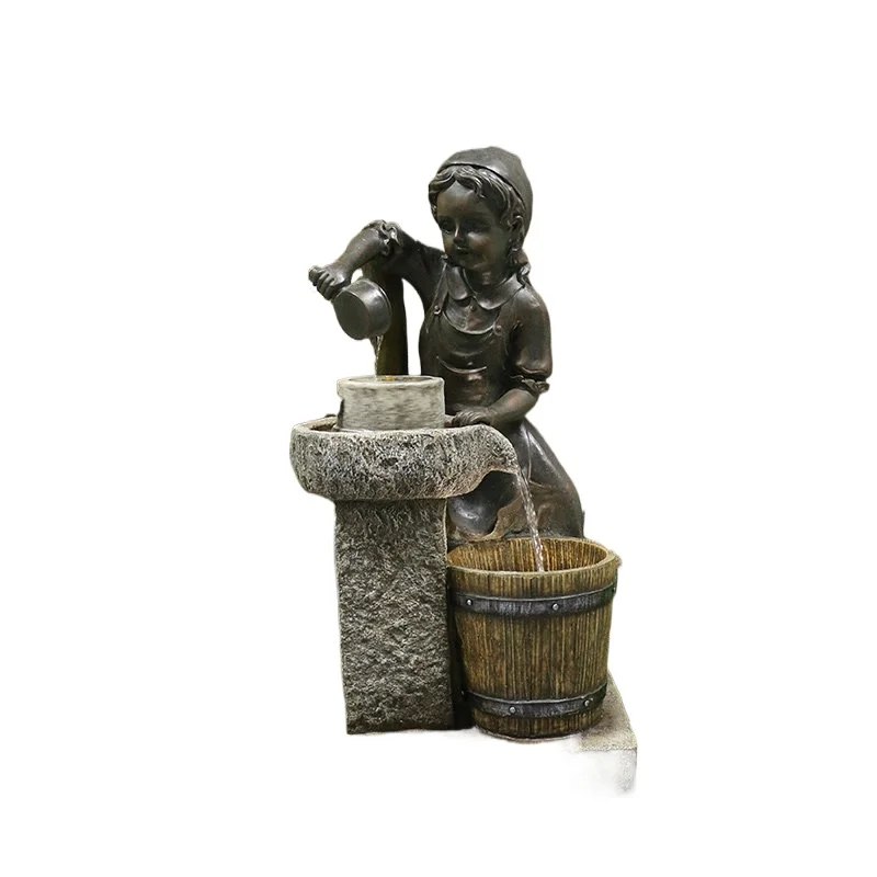 CX European Garden Rockery Flowing Water Generates Wealth Circulating Water Feng Shui Wheel Ornament