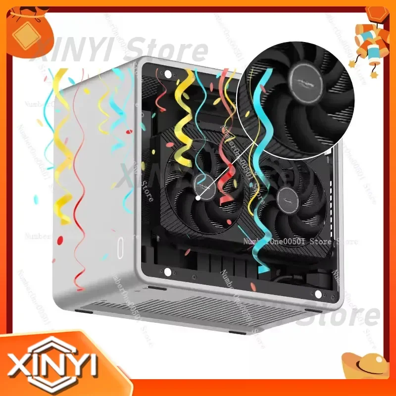 MQ6 Full Aluminum ITX Mini PC Case for Desktop Build A4 GPU Support Small Chassis for Ryzen Intel CPU Motherboard Cooling Fan