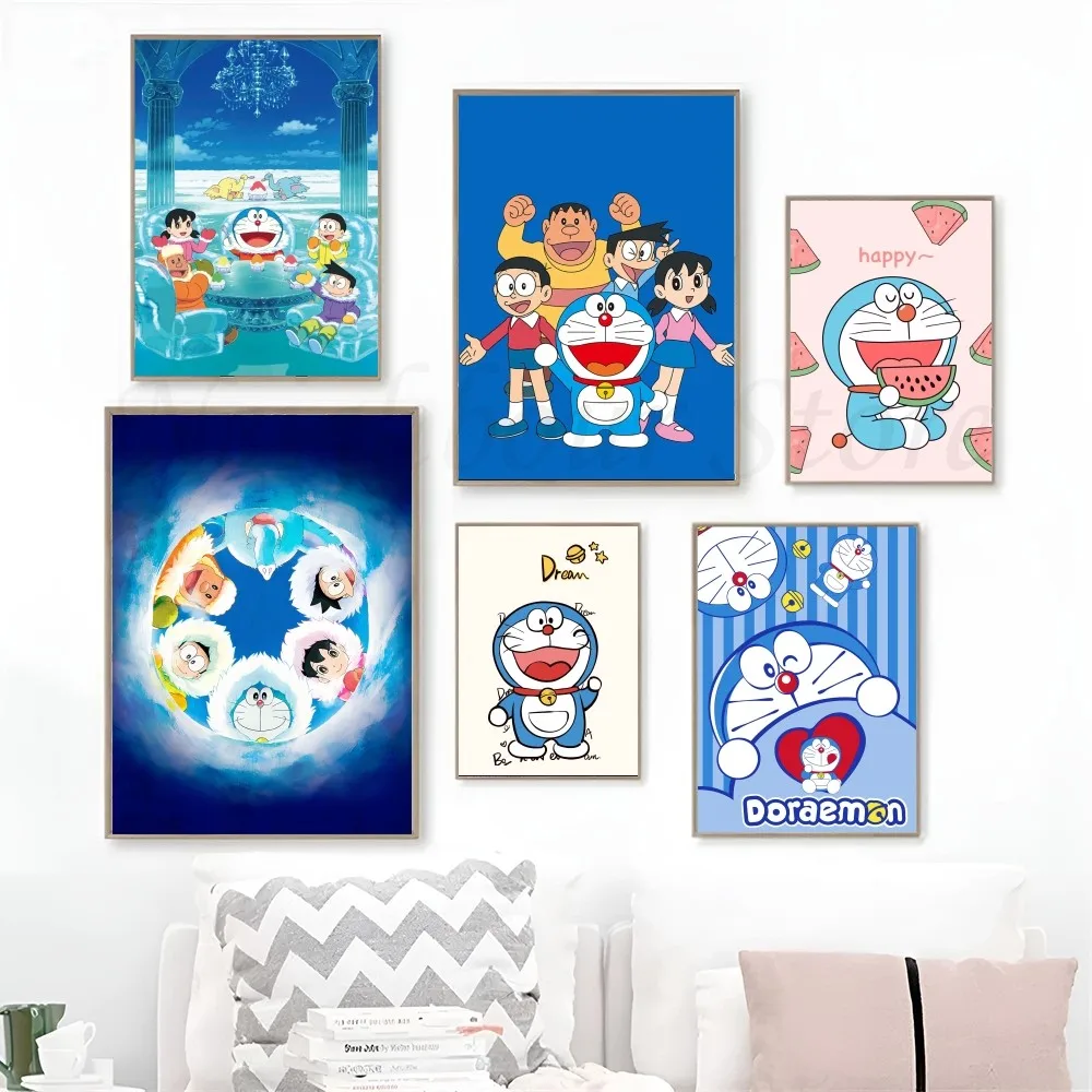 Home Decor Cartoon Poster D-Doraemons Indoor Wall Sticker Bedroom Bedside Decoration Living Room Cafe Mural Hanging Painting