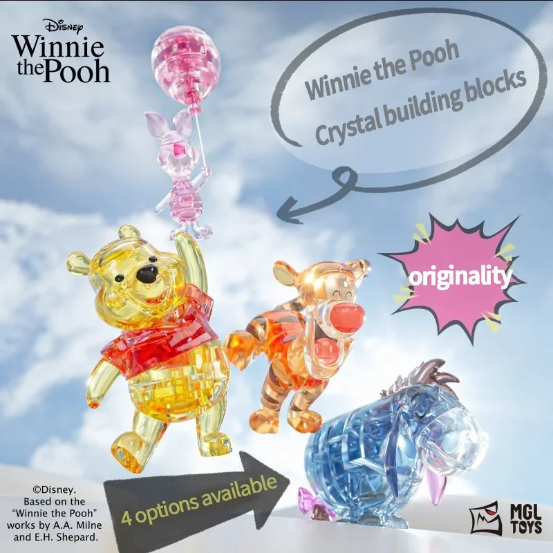 Disney Winnie the Pooh Crystal Building Blocks Anime Assembled Model Piglet Eeyore Tigger Figure Toy Children\'s Educational Gift