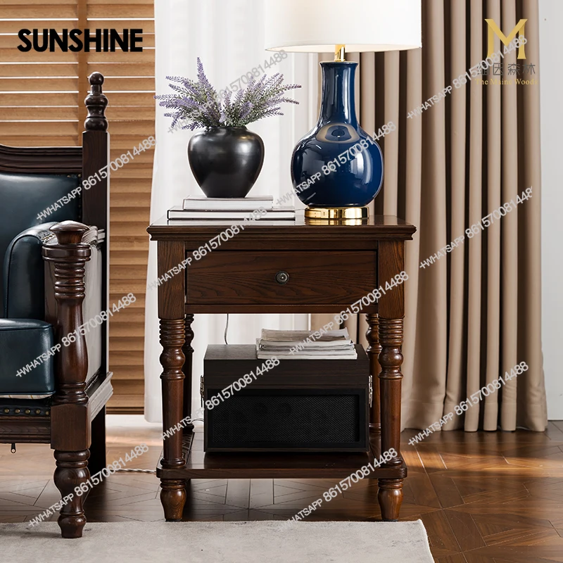 

Light luxury size apartment American coffee table solid wood, living room, corner table