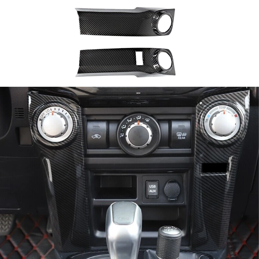 Panel de interruptor de aire acondicionado de consola central de fibra de carbono, embellecedor de cubierta de decoración para Toyota 4runner 2010-2019, accesorio Interior