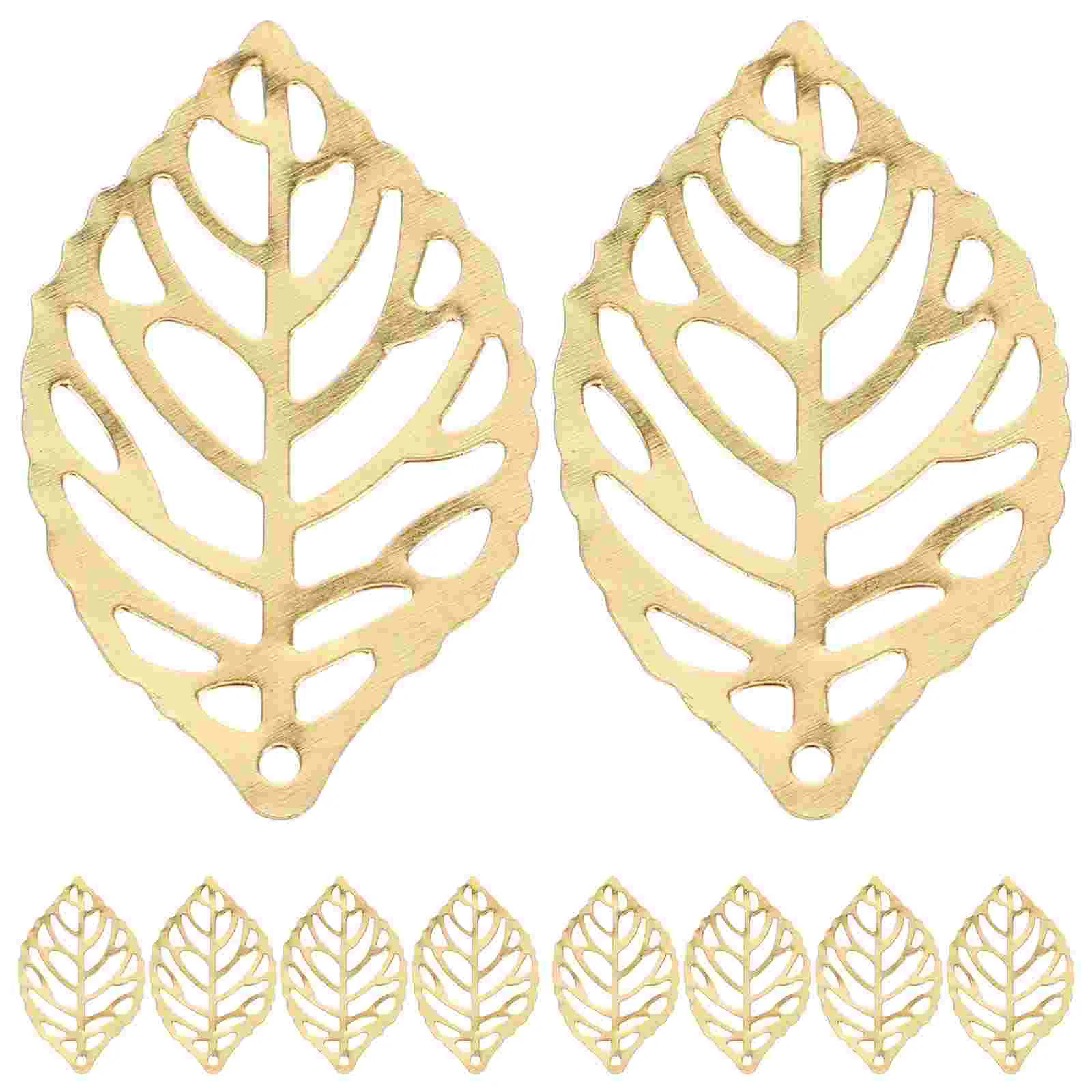 

100 Pcs Hollow Tree Leaf Decor Bulk Ornaments Bead Alloy Pierced Wooden DIY Retro