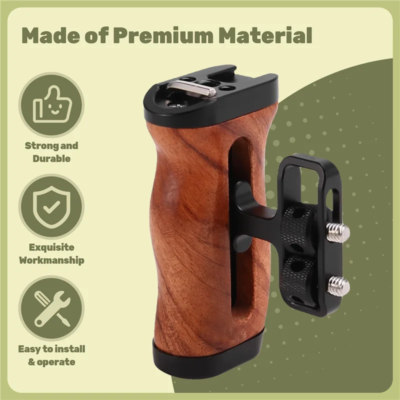 AEF7-Full Camera Cage For Canon EOS-RP Camera Cage Accessories With Wooden Side Handle And Top Handle Durable And Lightweight