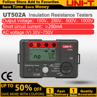 UNI-T UT502A 2500V Digital Insulation Resistance Meter Tester ohmmeter Highly Voltmeter Continuity Tester With LCD Backlight