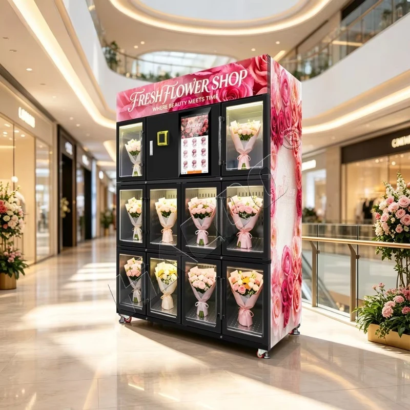 Customized Automatic Flower Bouquet Vending Machine Touchscreen Remote Monitoring Multiple Payment Options Cloud-Based
