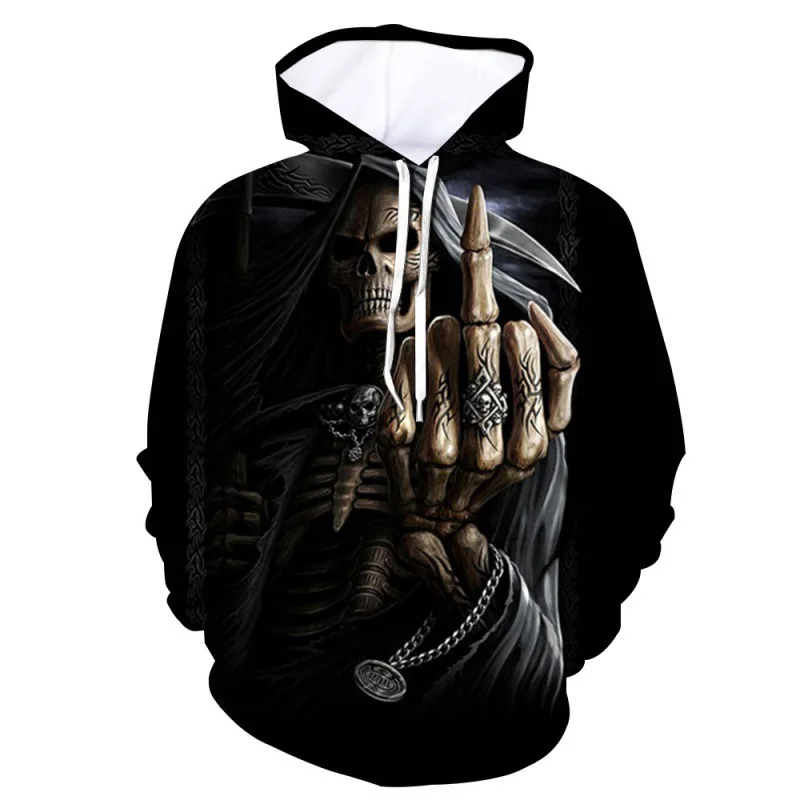 

Fashion Scary Skull Pattern 3D Printed Polyester Sweatshirt Spring And Autumn Loose Comfortable Hoodie Street Harajuku Pullovers