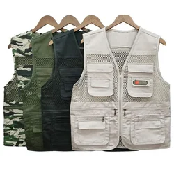 Summer Thin Mesh Vest Leisure Multi-pocket Photography Fishing Vest Mountaineering Tourism Outdoor Sports Breathable Undershirtd
