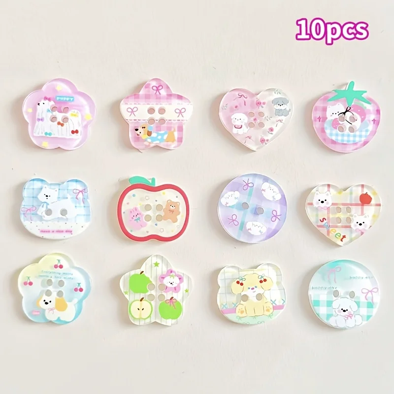 10pcs Random Large Cute Cartoon Buttons, Made of Resin Material, for Clothing Decoration DIA Hand Sewn Button Accessories