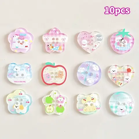10pcs Random Large Cute Cartoon Buttons, Made of Resin Material, for Clothing Decoration DIA Hand Sewn Button Accessories