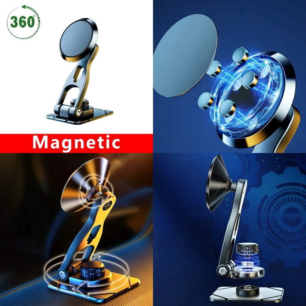 

ftvae 2024 New Magnetic Car Phone Holder Stand Desk Notbeook Rotatable Magnet Smart phone Foldable Bracket For iPhone Samsung Xi