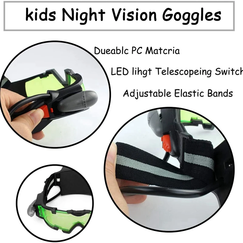 3X Night Vision Goggles ปรับเด็ก LED Night Goggles สําหรับแข่งจักรยานการล่าสัตว์ปกป้องดวงตาเด็กของขวัญ