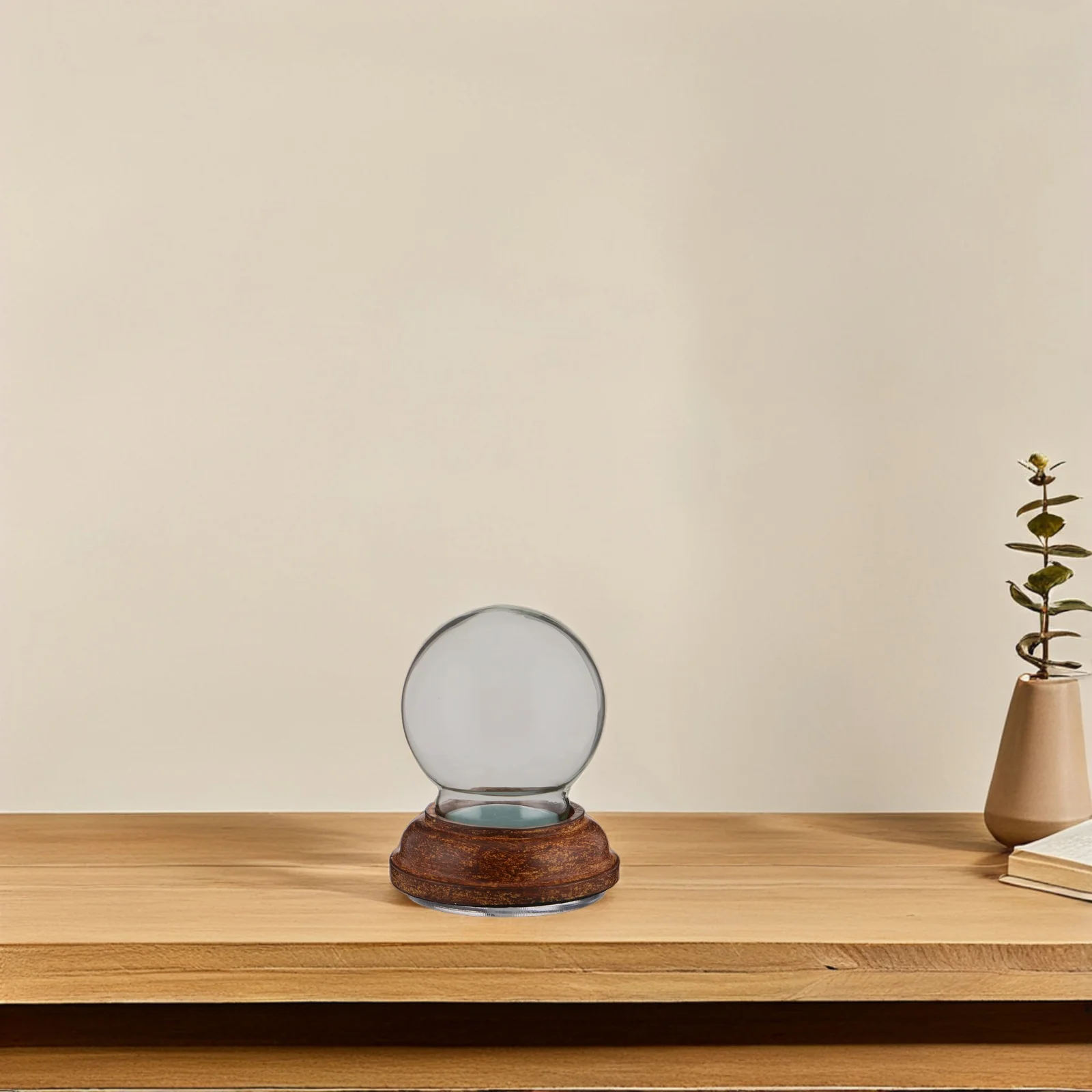 

Empty Glass With Wooden Base Clear Water Jar For Diy Home Decor Craft Party Decoration Craft Diy Snow Globe Making Kit