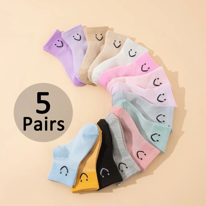 5 Paar Sport- und Knöchelsocken für Kinder mit Cartoon-Muster, atmungsaktive und bequeme Mädchensocken, Freizeitsocken für Jungen