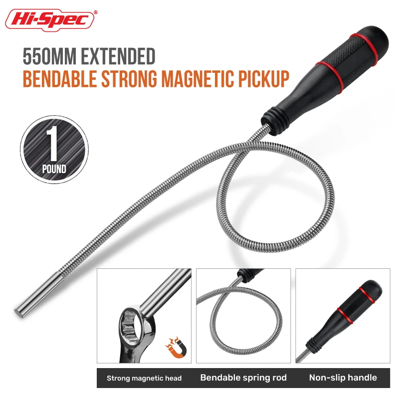 1 قطعة عصا لاقط مغناطيسية تلسكوبية مع سعة 8 رطل طول قابل للتعديل لسهولة استرجاع المكسرات والبراغي في المناطق الحدقة